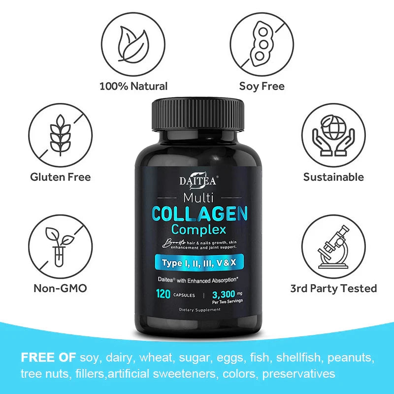 Collagen Complex 120 Capsules Hair, Nails, Skin Brightening, Joint Protection, Bone Health, Beauty & Health