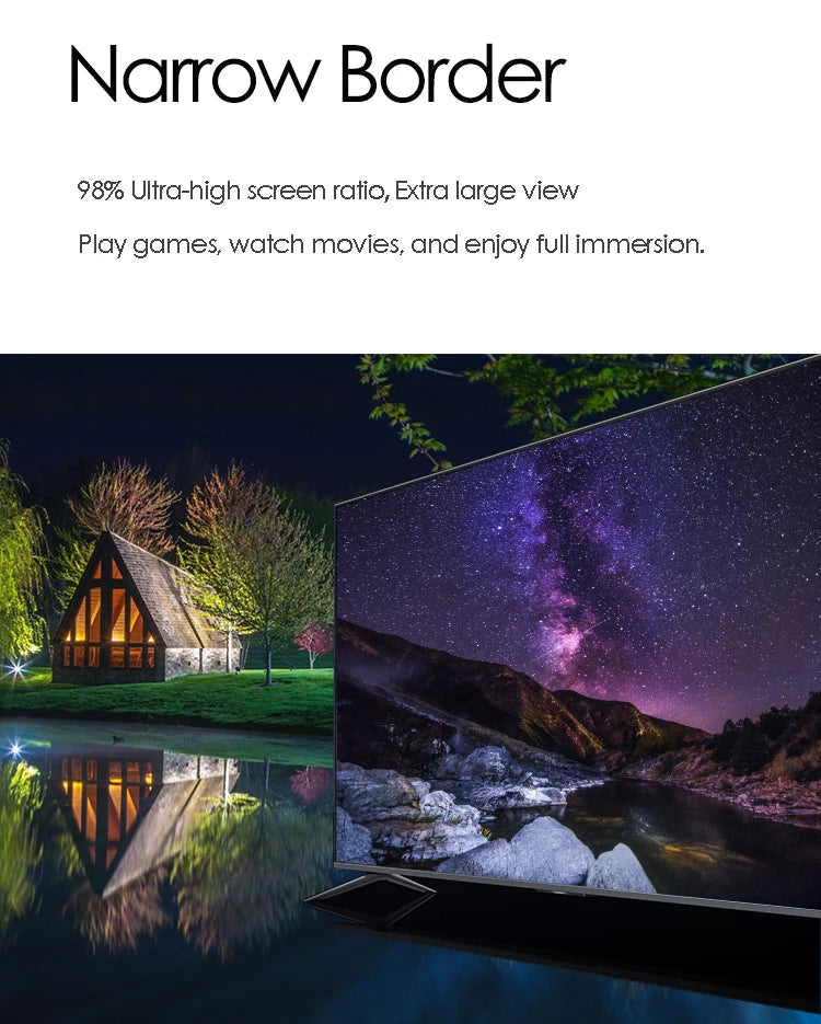 Bordeless 4K LED TV 40 Inch Full Screen Display Panel  Android WebOS Smart TV