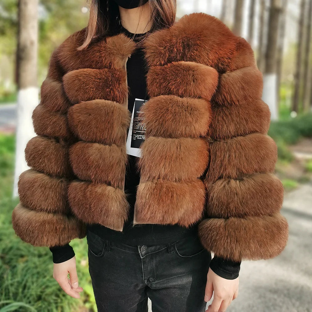 2025 MAOMAOKONG Natural Real Fox Fur Coat Women's Jackets Winter Furry Vest Luxury Beige Khaki Short Leather Female Clothing