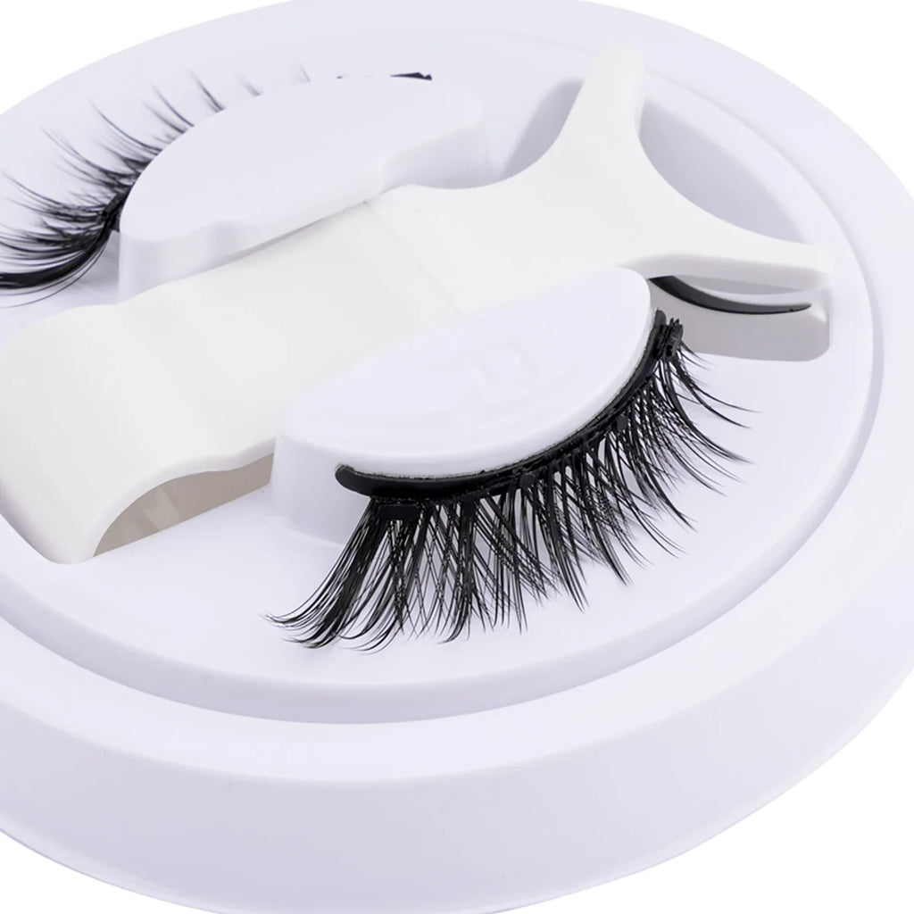 SHIDISHANGPIN 3D Magnetic False Eyelashes — Reusable, Glue-Free, Natural Long & Fluffy Look (1 Pair + Curler)