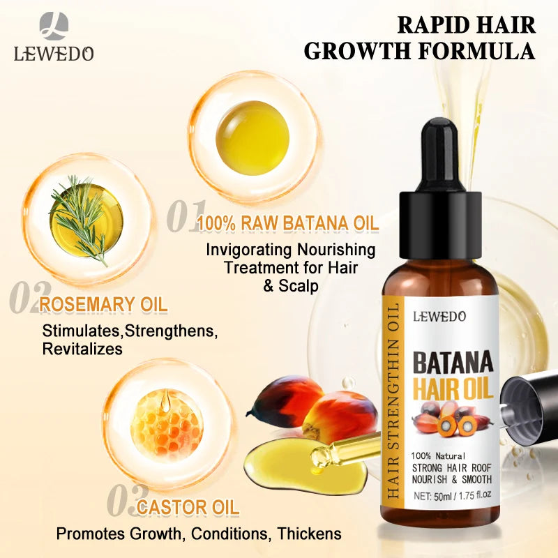 Lewedo Hair Growth Batana Oil Serum – Natural Repair & Fast Regrowth Essential Oil (Unisex)