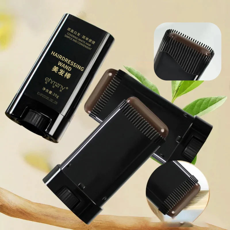 3Color Quick Touch-Up Hair Stick Temporary Color Stick Portable Temporary Quick Coverage Hair Pen Disposable Hair Dye Stick Comb