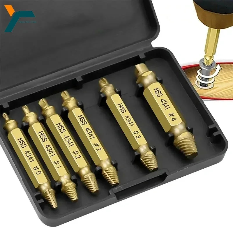 XMSJ 6-Piece Damaged Screw Extractor Set (HSS)