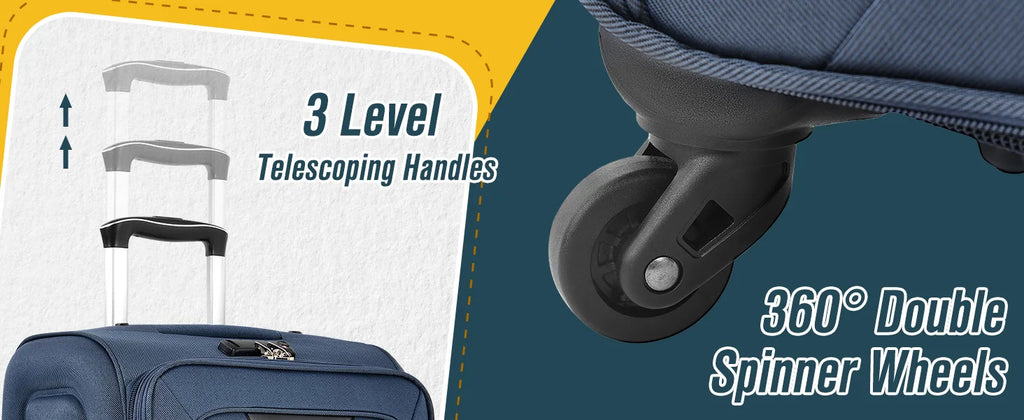 Softside Luggage Expandable 5 Piece Set Suitcase with Duffel Bag Upright Spinner Softshell Lightweight Luggage Travel Set