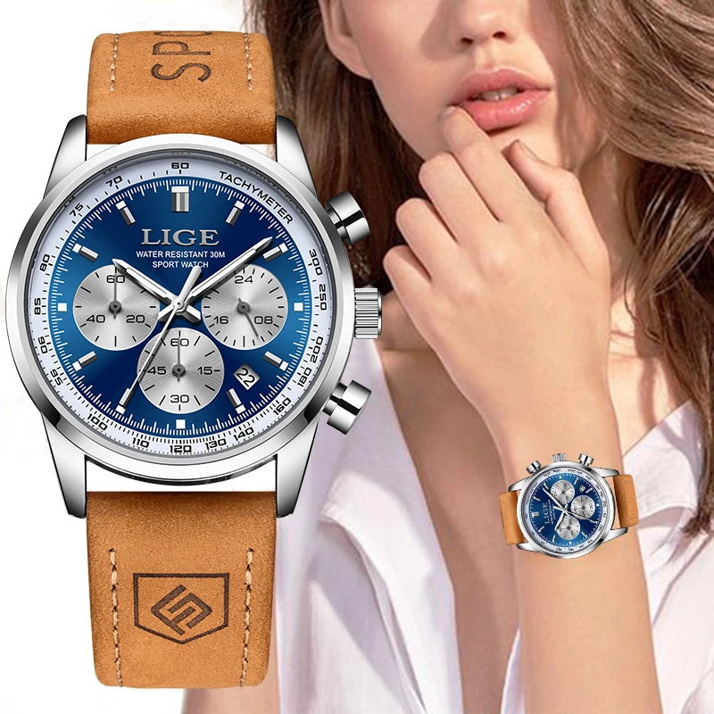 LIGE 2026 elegant fashion women's quartz wrist watch luxury women's watch sports chronograph clock casual gift Relogio Feminino