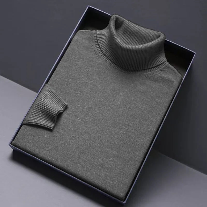 Animal Game Turtleneck Knitwear Luxury Men's Sweater Long Fit Pullover Sweaters Solid Color Men Streetwear Warm Cold Blouse