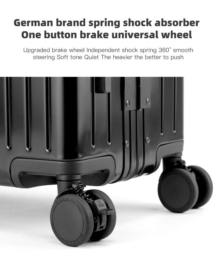 SUSHIMU 100% Aluminum-magnesium alloy Travel Suitcase Rolling Luggage 20/24/28 inch Trolley Luggage Carry-On Cabin Suitcase