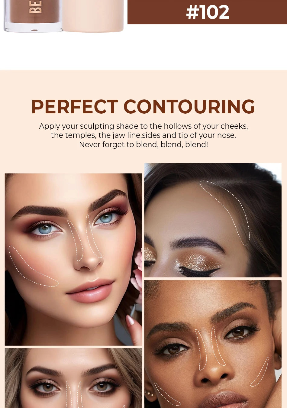 2025 Beauty Glazed 2 Color Liquid Contouring To Enhance The Facial Contour,Waterproof ,Matte,V-face Shaping Contour  Face Makeup