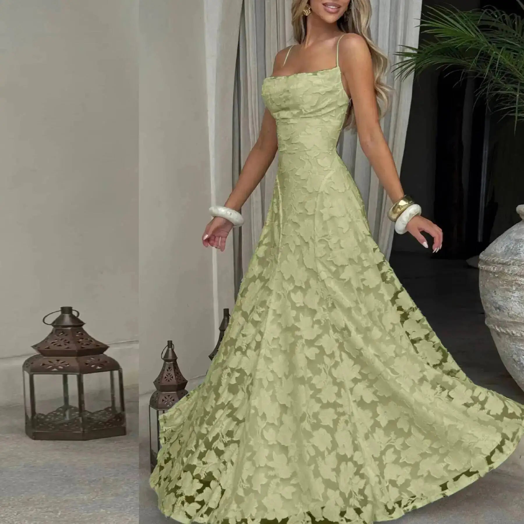 Giyu Sexy Evening Party Dresses Women 2025 Summer Beach Backless Bandage Maxi Long Dress Big Swing Jacquard Holiday Wedding Robe