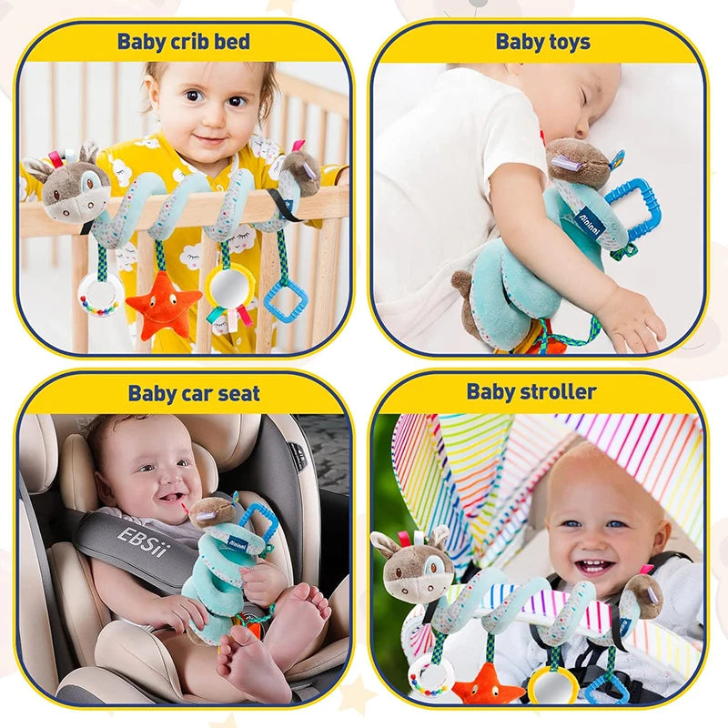 Baby Car Seat Stroller Crib Toys Plush Spiral Activity Stroller Mobile Hanging Toy for Infant Pram Crib Mobile Toy for Newborn