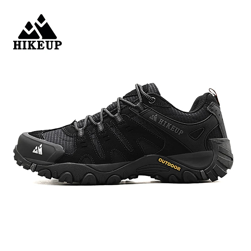 HIKEUP Men's Hiking Shoes Suede Leather Outdoor Shoes Wear-resistant Men Trekking Walking Hunting Tactical Sneakers