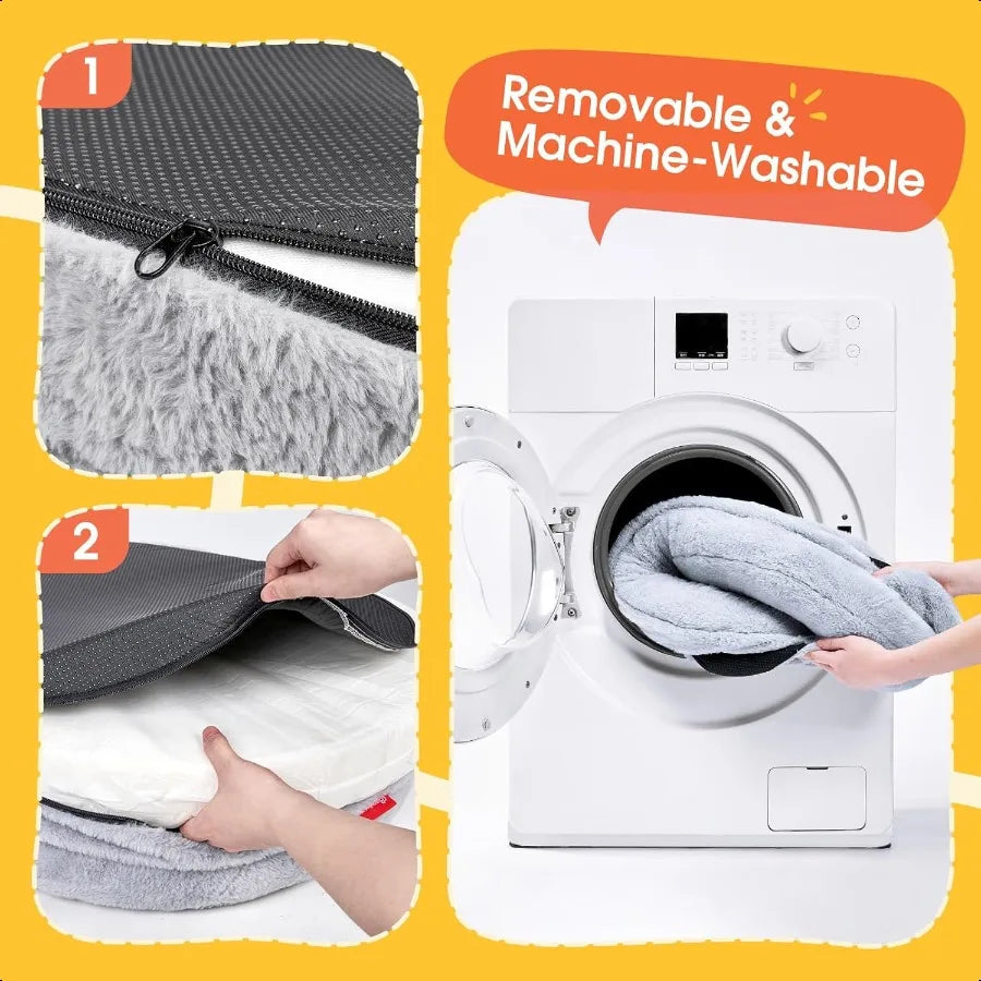 Orthopedic Dog Bed for Small Dogs Waterproof Soft Pet Cat Puppy Couch Bolster Bed with Pillow Removable Washable Cover NonSlip