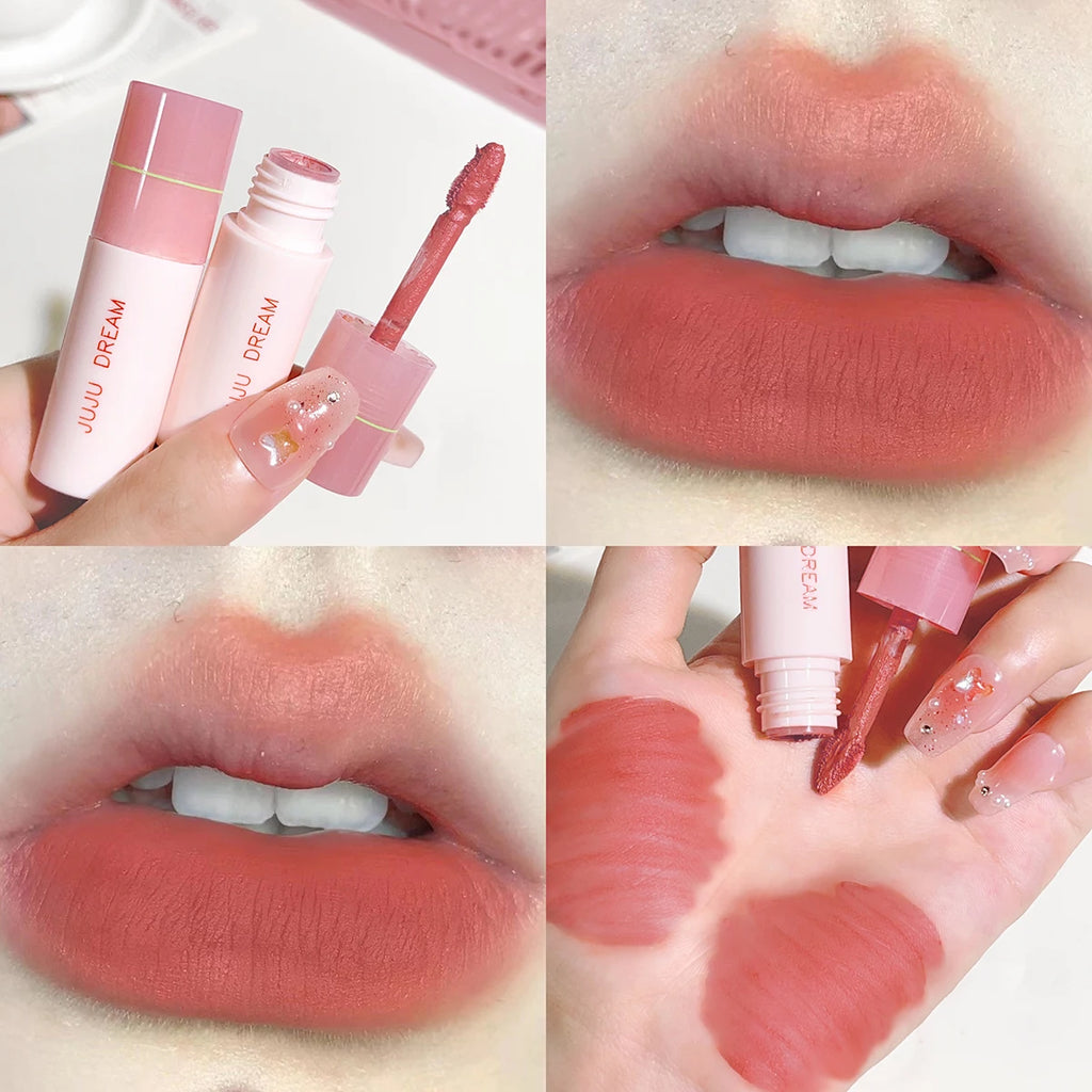JUJU DREAM 6 Color Matte Lip Glaze - Long-lasting, colourless, non-stick cup velvet, student-friendly, brightening nude lipstick