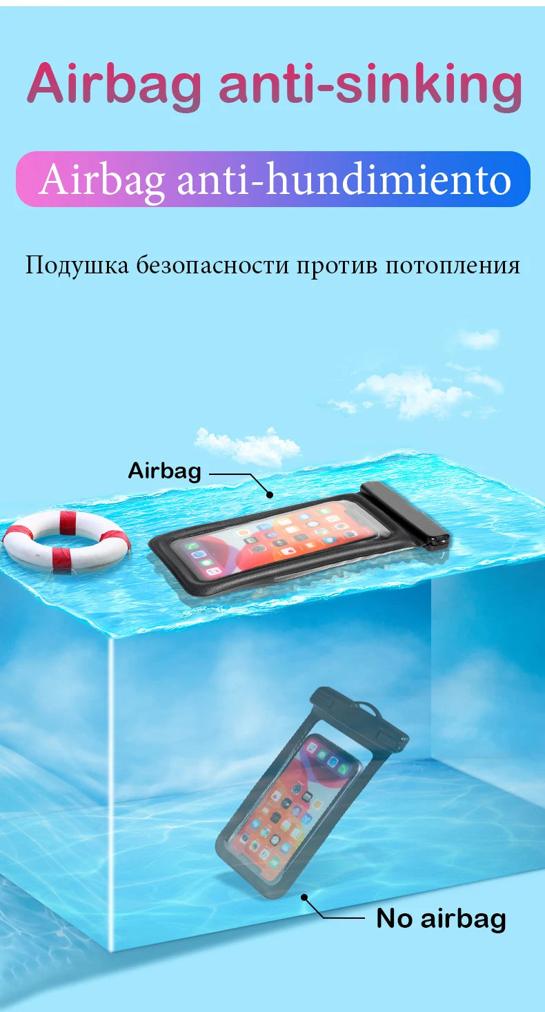 Floating Airbag Waterproof Swim Bag Phone Case For iPhone 13 14 15 16 Pro Max Samsung S23 S25 Xiaomi 15 Huawei P30 20 Lite Cover