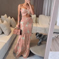 Spring Women Halter Dress Print Mermaid Long Dresses Bodycon Dress Female Summer New Fashion Holiday Sexy Lady Clothes