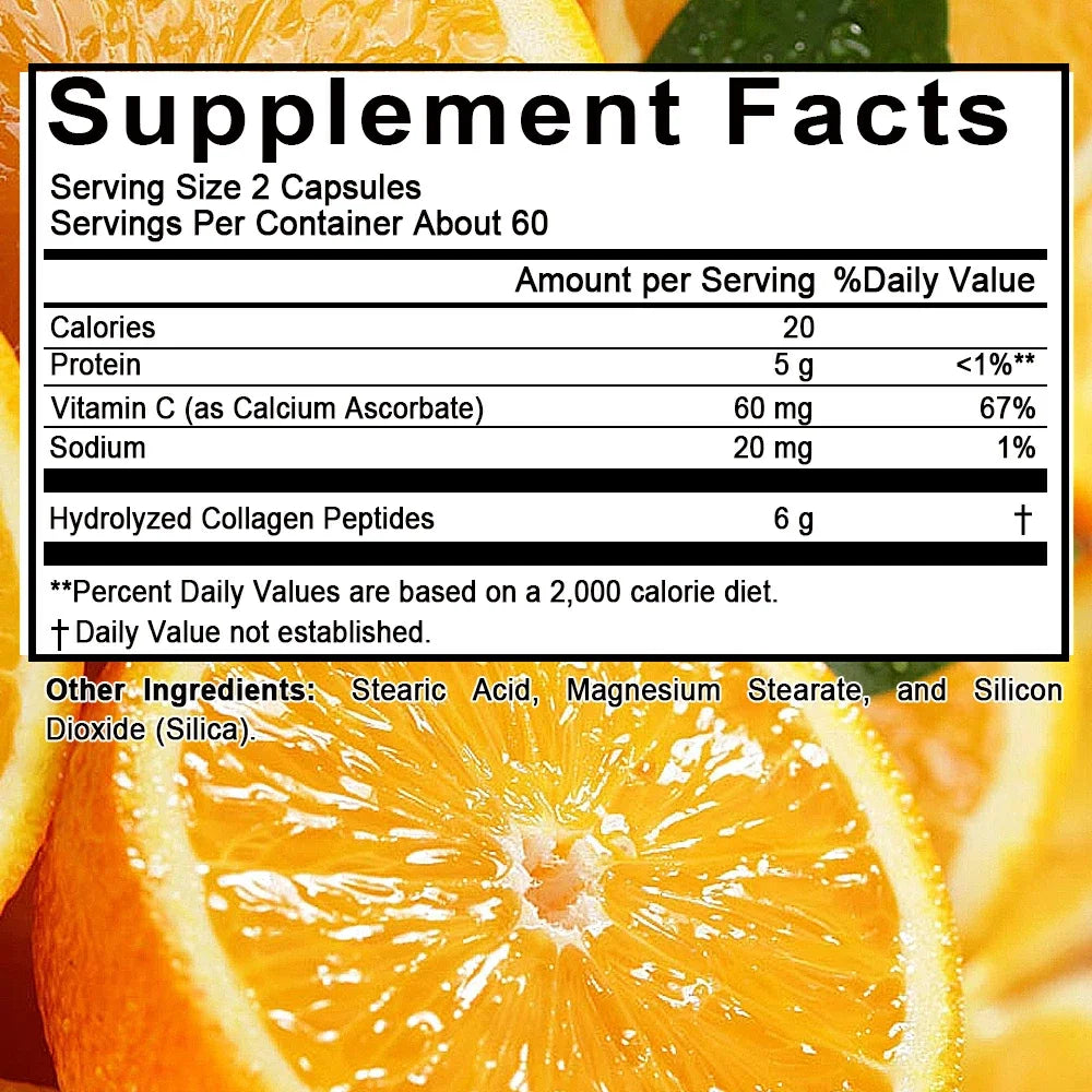 Bcuelov Type I & III Hydrolyzed Collagen Peptides Plus Vitamin C Supports Healthy Hair, Skin, Nails, Joints & Bones