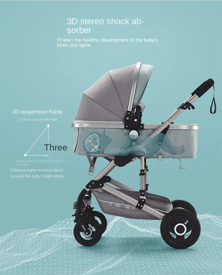 Warm House Portable Baby Stroller | High-Landscape Aluminum Frame Pram