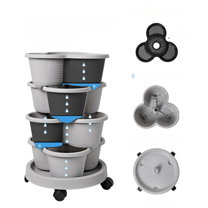 5-Pack Contemporary Stackable Self-Watering Planters