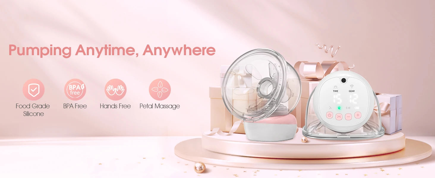 2 Pcs Electric Wearable Breast Pump (Model YM-805) — Silent, Hands-Free, USB Rechargeable (1200 mAh)