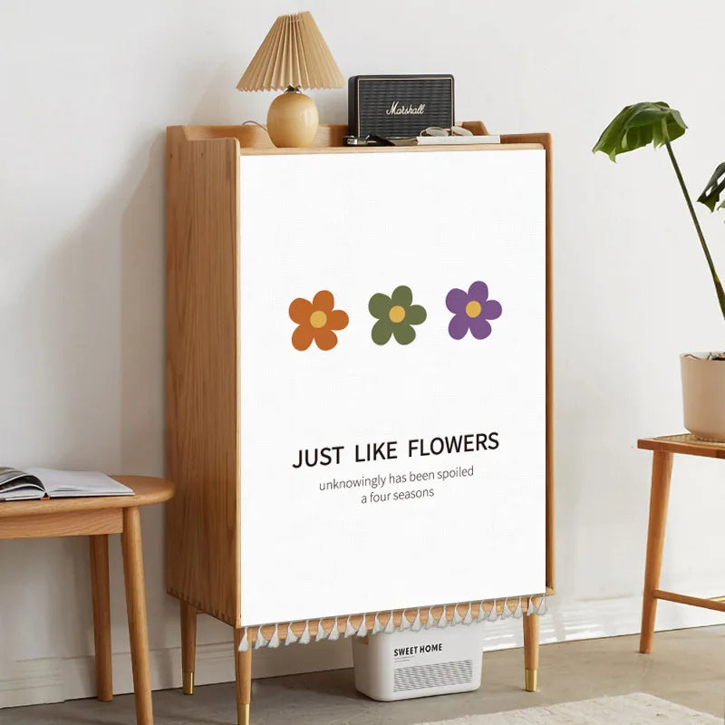 Nature Plant Potted Nordic Cabinet Short Curtains Punch-free Half-curtain Dust Cover Shoe Shelf Kitchen Storage Shelf Curtains