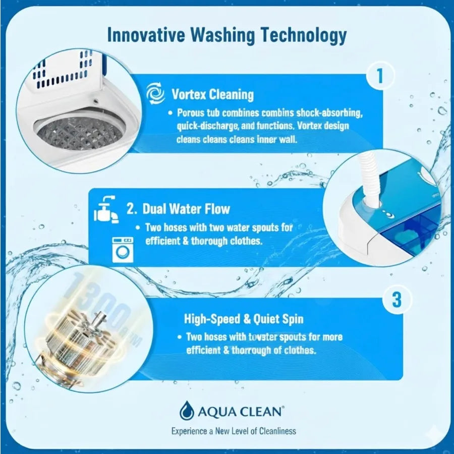 Portable Washing Machine with 18 lbs Capacity for Home and Apartment Use Compact Washer and Dryer Combo with Twin Tub Design an