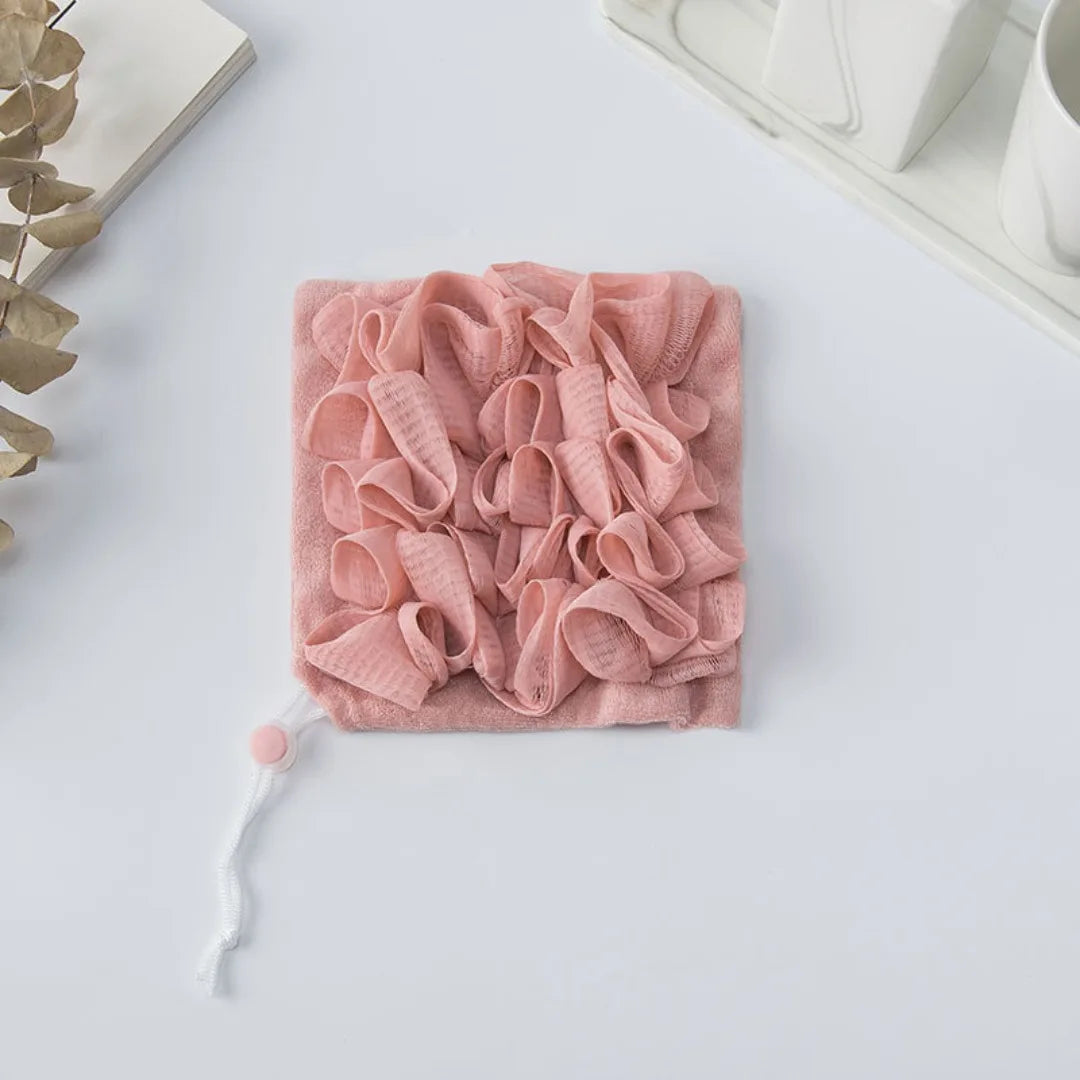 2-In-1 Bath Ball Towel Loofah With Drawstring Closure For Soap Soft Exfoliating Mesh Shower Sponge Body Skin Care Bathing Tools