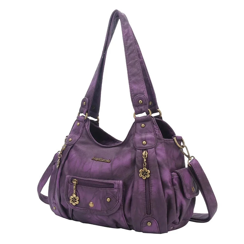 Women Handbags Satchel Top-handle Handbag Small PU Shoulder Bag 12.5”x4.4” Dumpling Pack Multi-pockets Shoulder Bags
