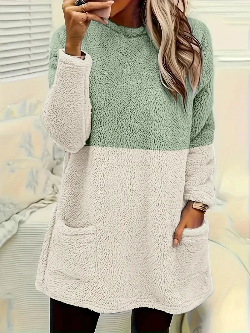 Plus-size European and American cross-border  autumn and winter new casual print pocket plush sweatshirt