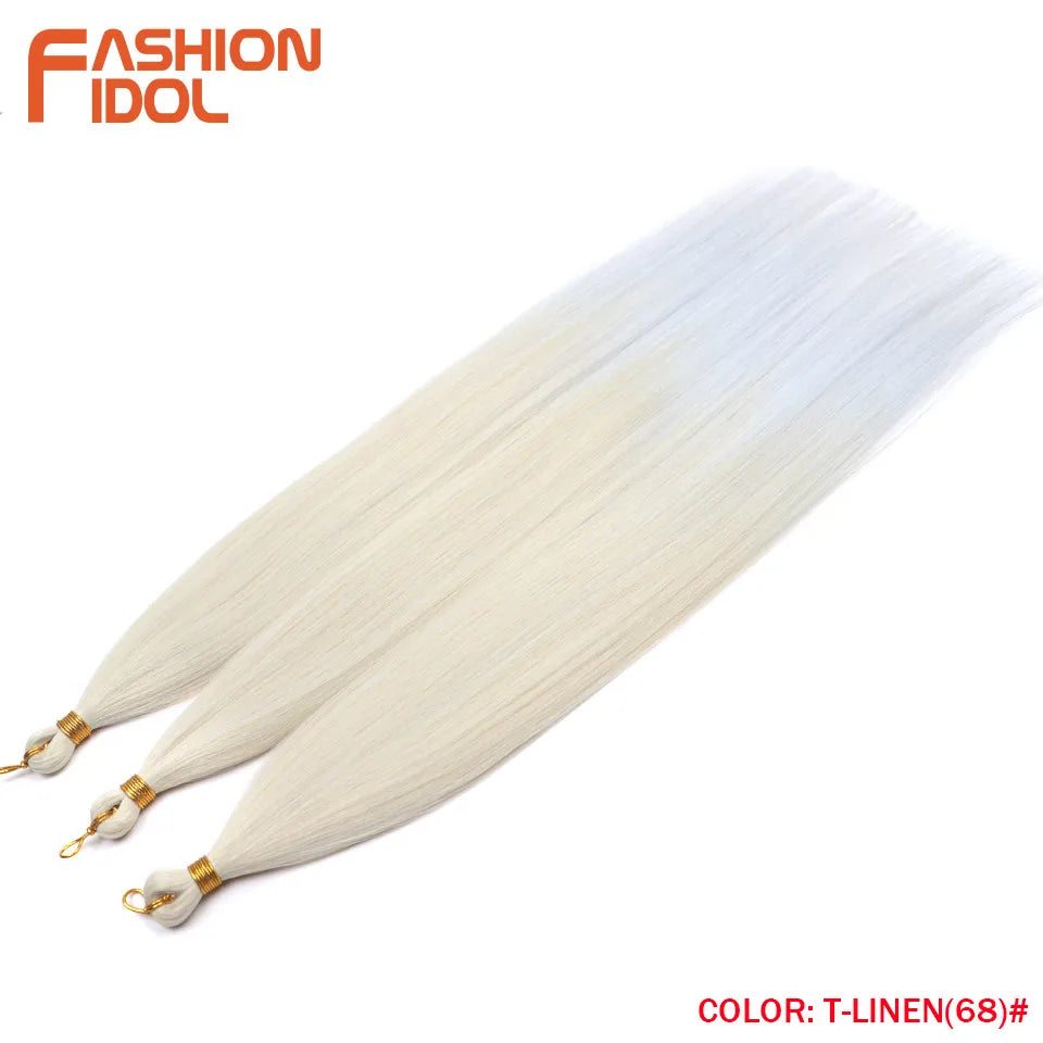 Ariel Straight Hair Bundles Crochet Braids Hair Synthetic 28 Inch 3PCS Braiding Hair Ombre Blonde Yaki Crochet Hair Extensions