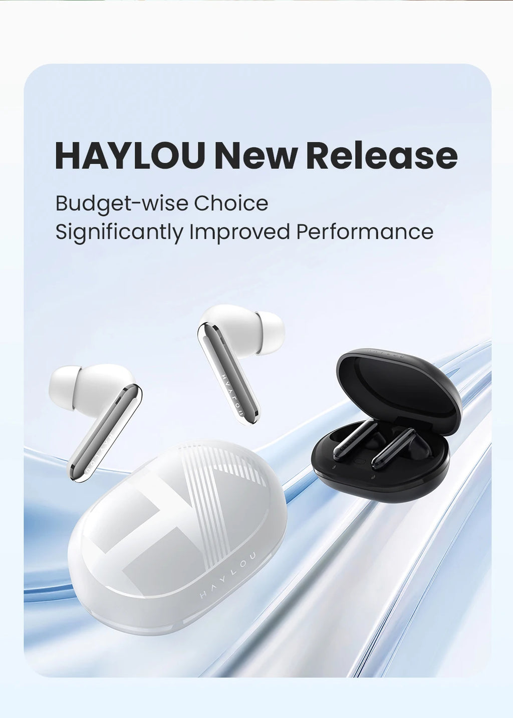 HAYLOU Mori Pro Bluetooth 5.4 Earphones | -43dB Hybrid ANC | 6-Mic AI Noise Cancellation | 35H Battery Life