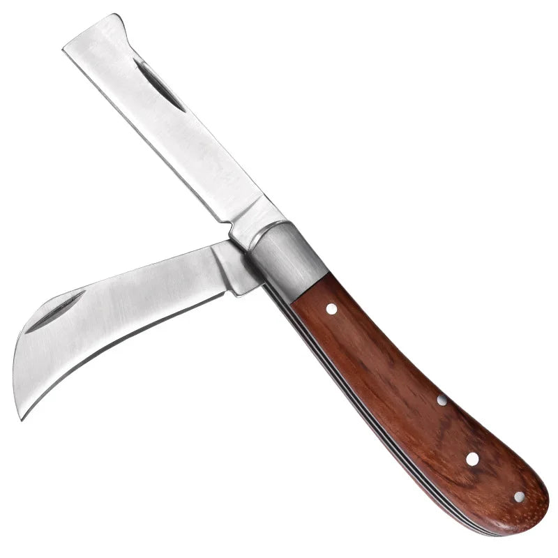 Folding Grafting Knife – Wooden Handle Fruit Tree Grafting Tool