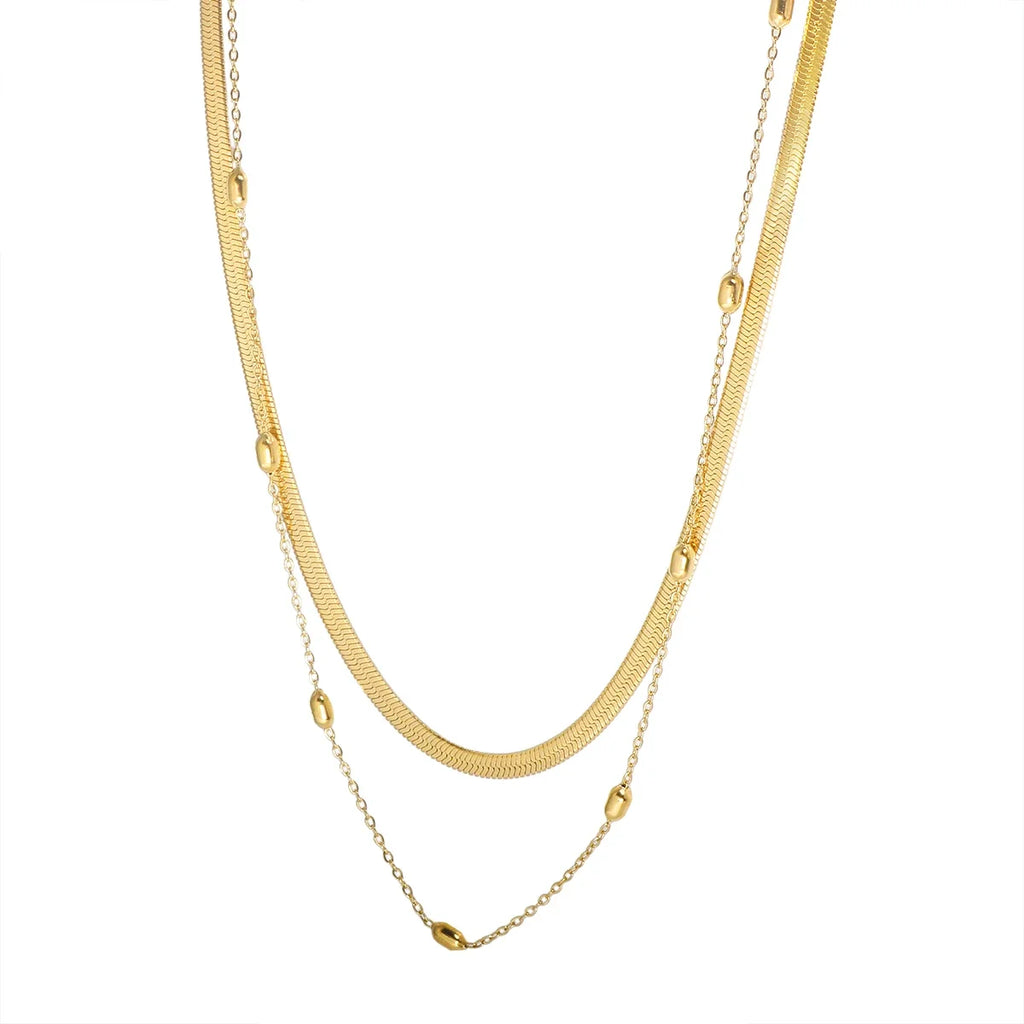 Merci Girl 18K Gold-Plated Triple-Layer Pendant Necklace — Stainless Steel, Waterproof & Colorfast