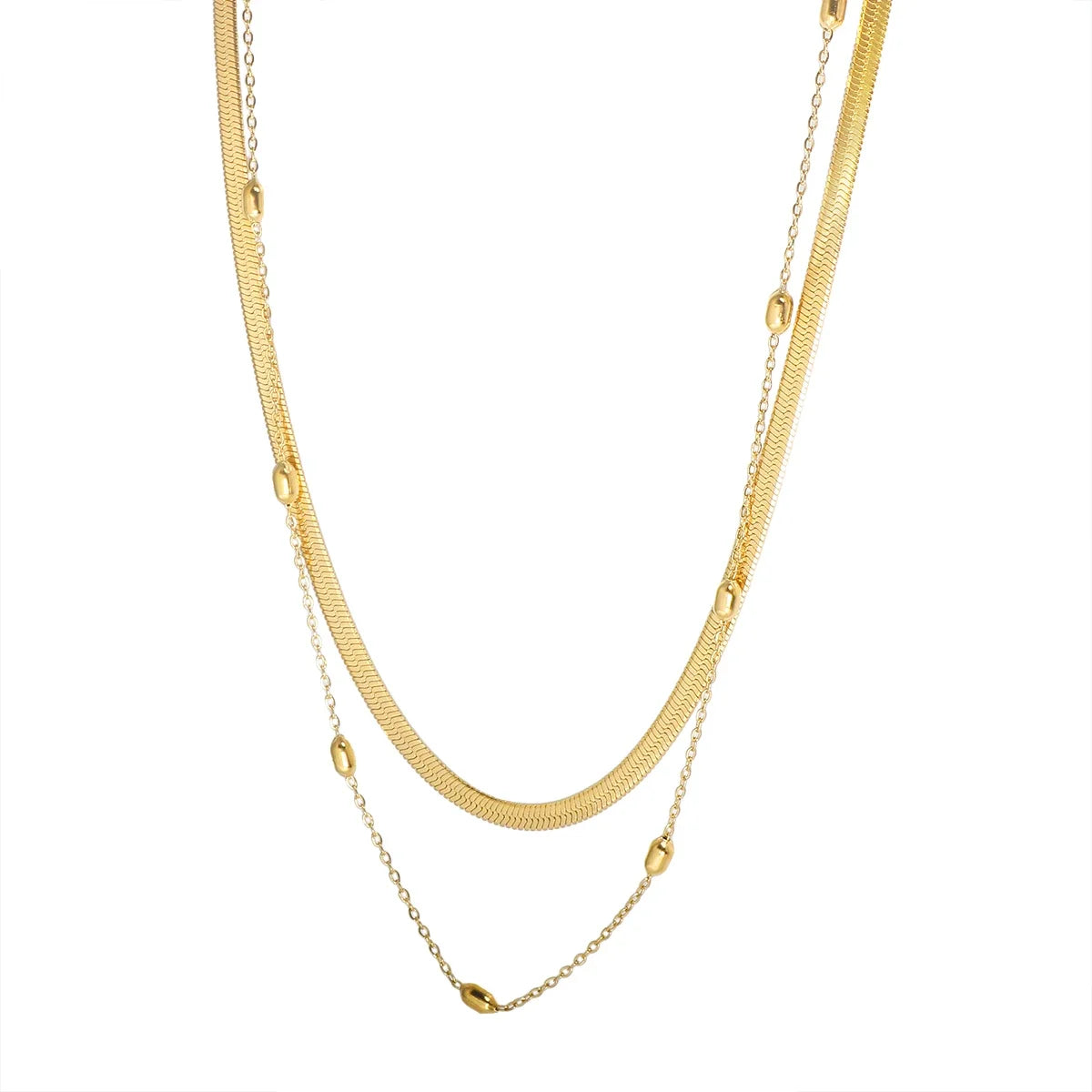 Merci Girl 18K Gold-Plated Triple-Layer Pendant Necklace — Stainless Steel, Waterproof & Colorfast