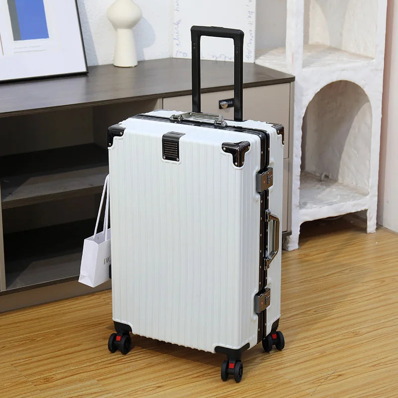 Luggage Suitcase Aluminum Frame 20 Trolley Case Universal Wheels 24 Female Male Students 26 Durable Password 28inch Leather Case