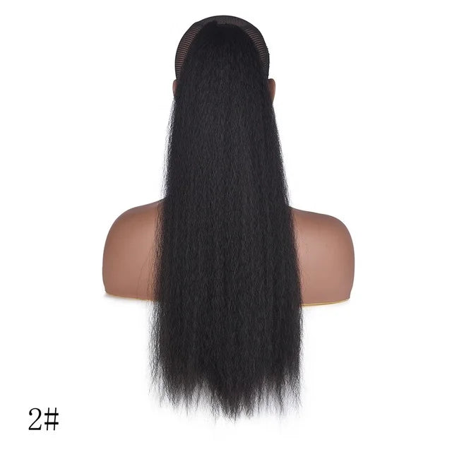 WIGSIN 22Inch Synthetic Long YAKI Straight Puff Ponytail Drawstring Clip in Hair Extension for Women