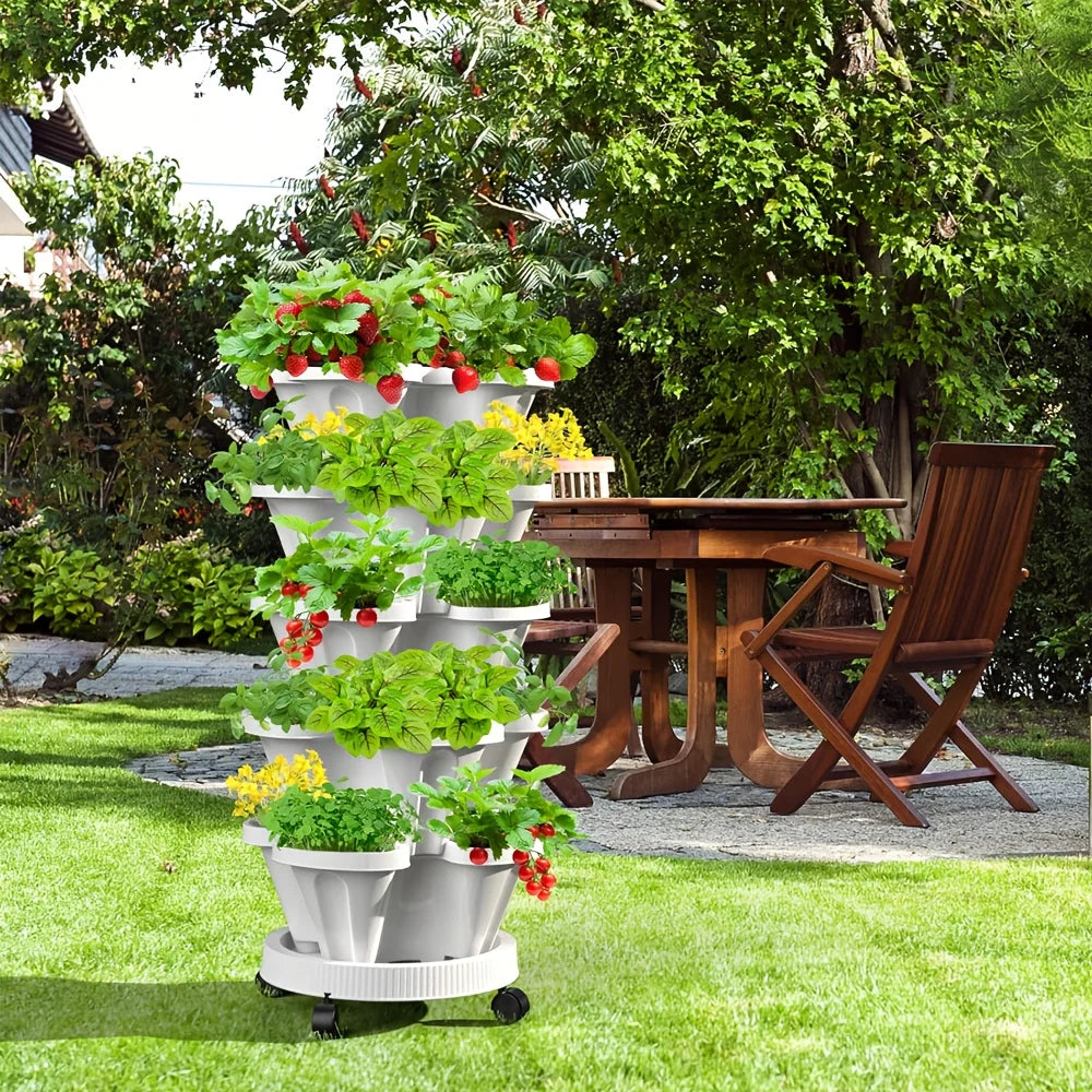 5-Layer Stackable Vertical Planter with Wheels