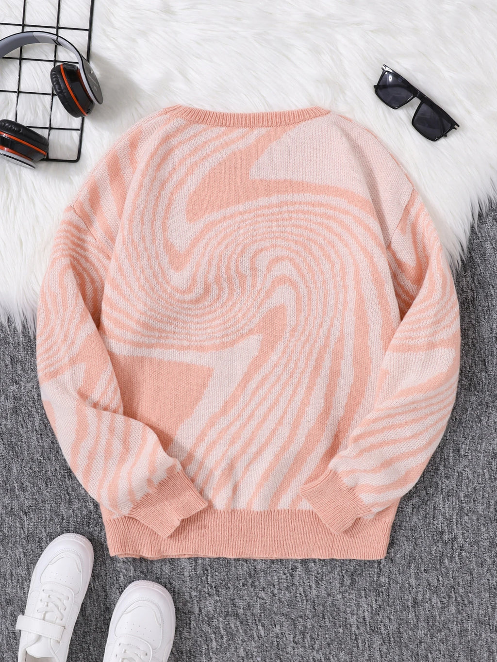 New Popular Autumn and Winter Maze Jacquard Pattern Pullover Sweater Casual Round Neck Contrast Color Knitted Men's Pullover