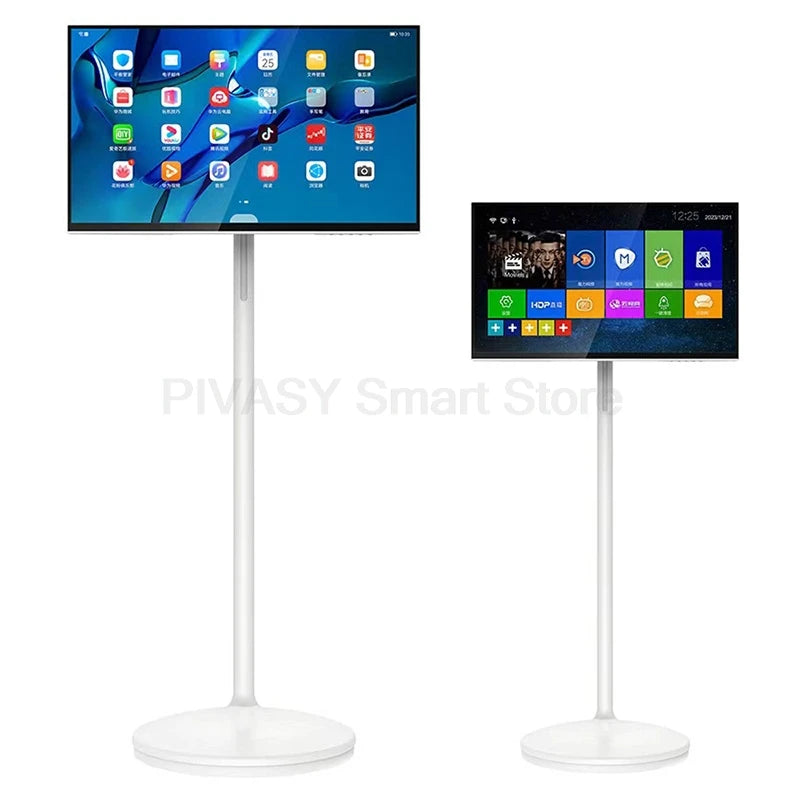 Touch Screen 32 Inch Android Smart TV Stand 10000mAH High-Battery 8+128G 4K UHD Device Rotatable Movable Monitor for Gym Live