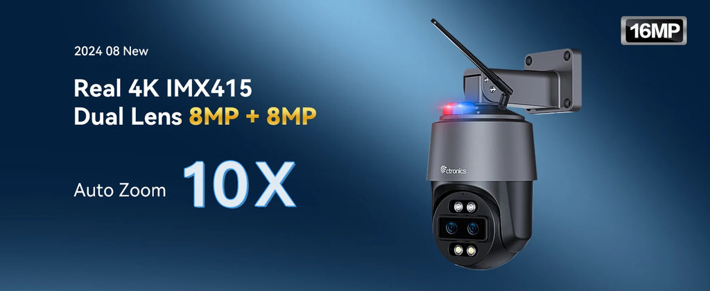Ctronics Real 4K 8MP Surveillance Camera WiFi 5G Outdoor 360 16X 5X Optical Zoom Security Camera UHD Night Vision Auto Tracking