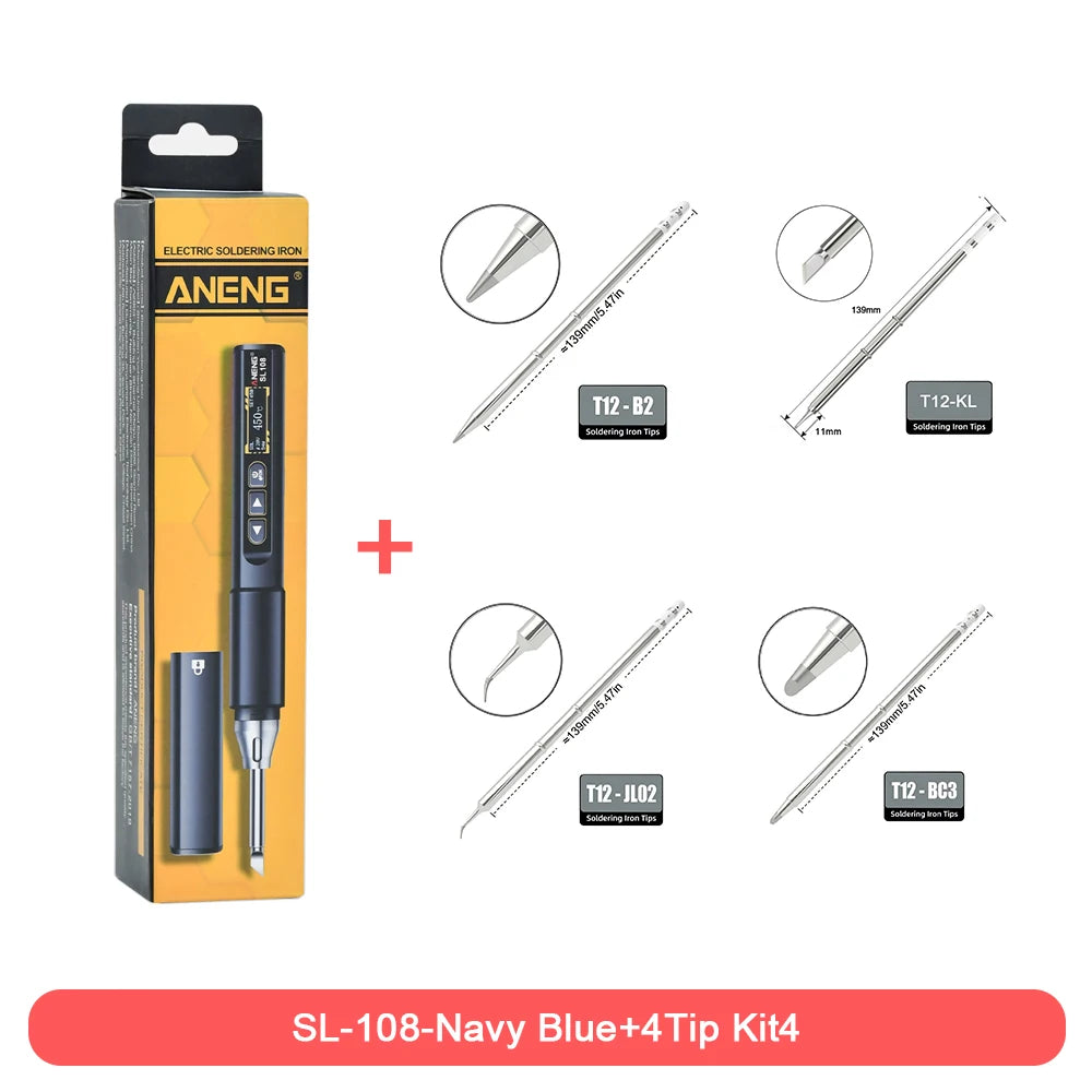 ANENG SL108 96W Smart Soldering Iron, PD/QC Fast Heating, Adjustable Temp 200-450°C, Portable Welding Station