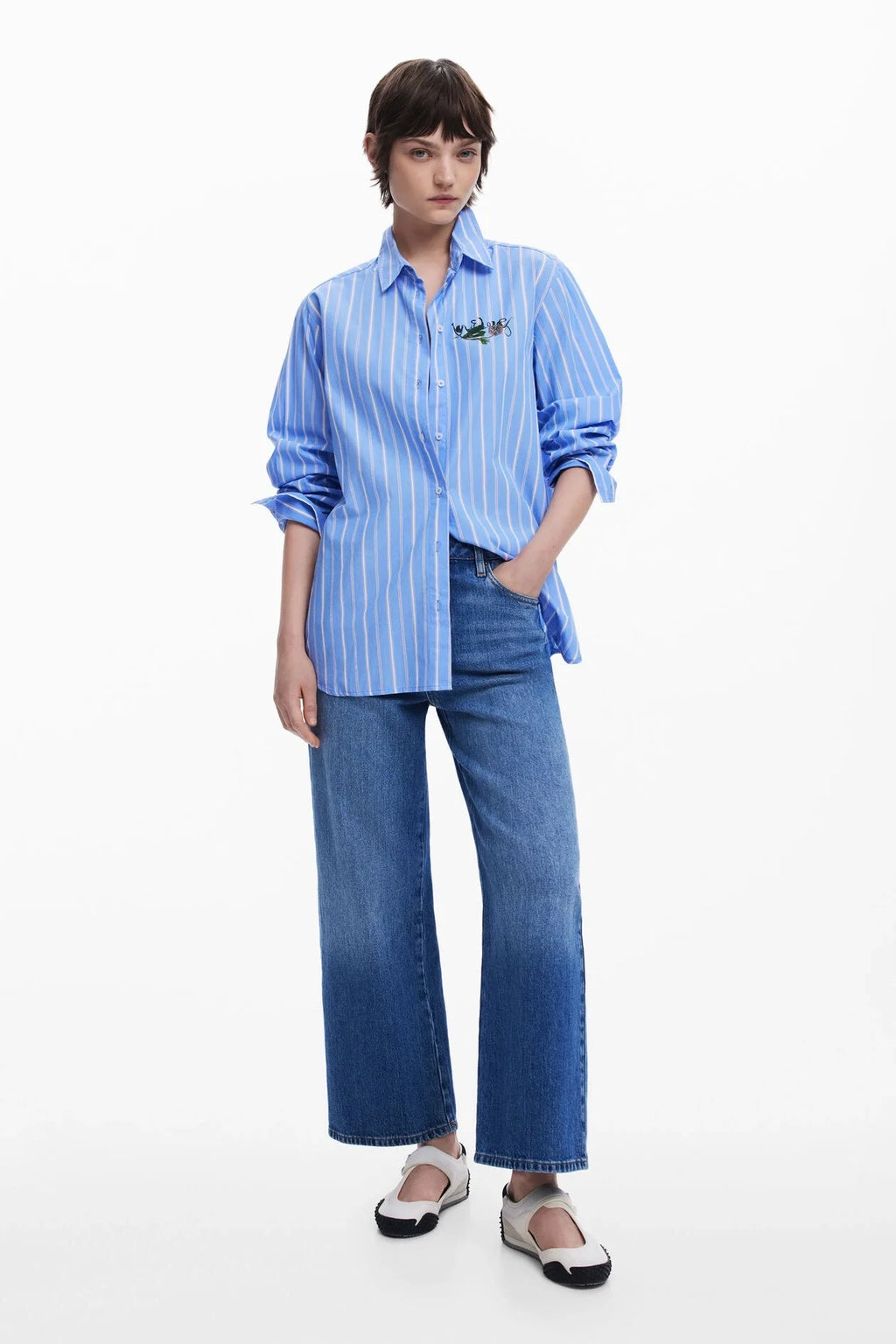 Women’s Square-Neck Striped Shirt — Long Sleeve, Loose Fit (2025 New)