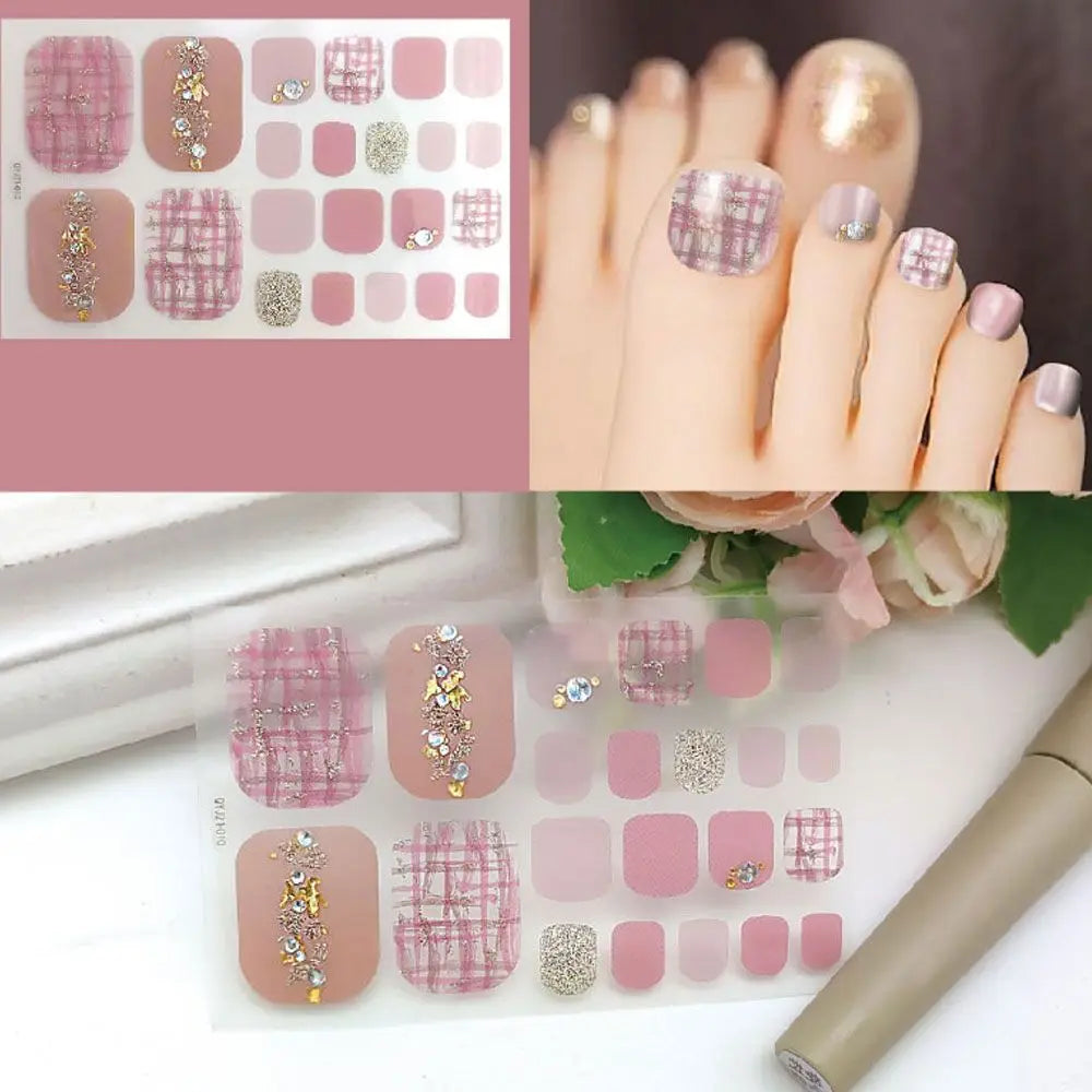 Beauty & Health False Nails Stripe Self-adhesive Waterproof Foot Decorations Manicure Decals Fresh Style Toe Nail Stickers