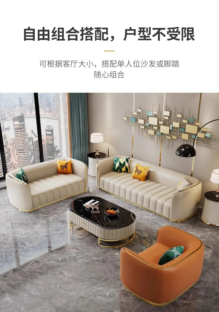 Furniture sofa Italian light luxury leather sofa small apartment living room home high-end designer straight row