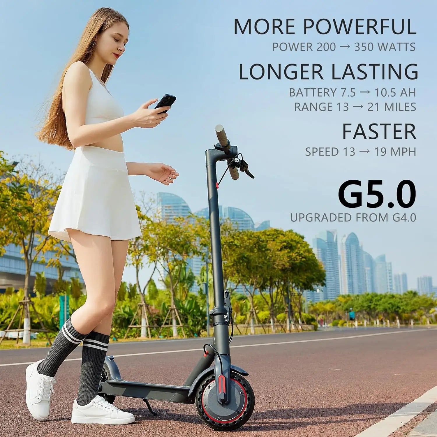 G5.0 Foldable Electric Scooter — 19 MPH, 21-Mile Range, 350W Motor