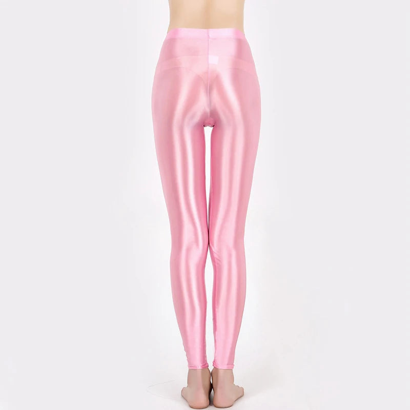 GlossFit™ Satin Shiny Leggings — High-Waist Slim Glossy Yoga Pants for Women