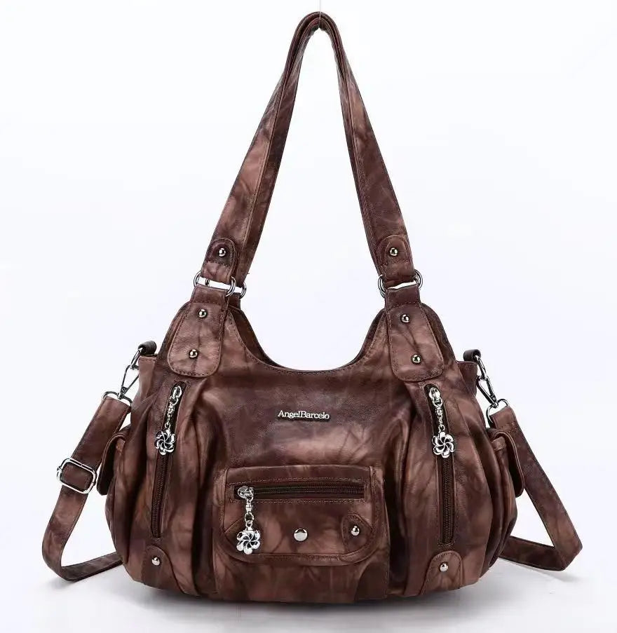 Women Handbags Satchel Top-handle Handbag Small PU Shoulder Bag 12.5”x4.4” Dumpling Pack Multi-pockets Shoulder Bags