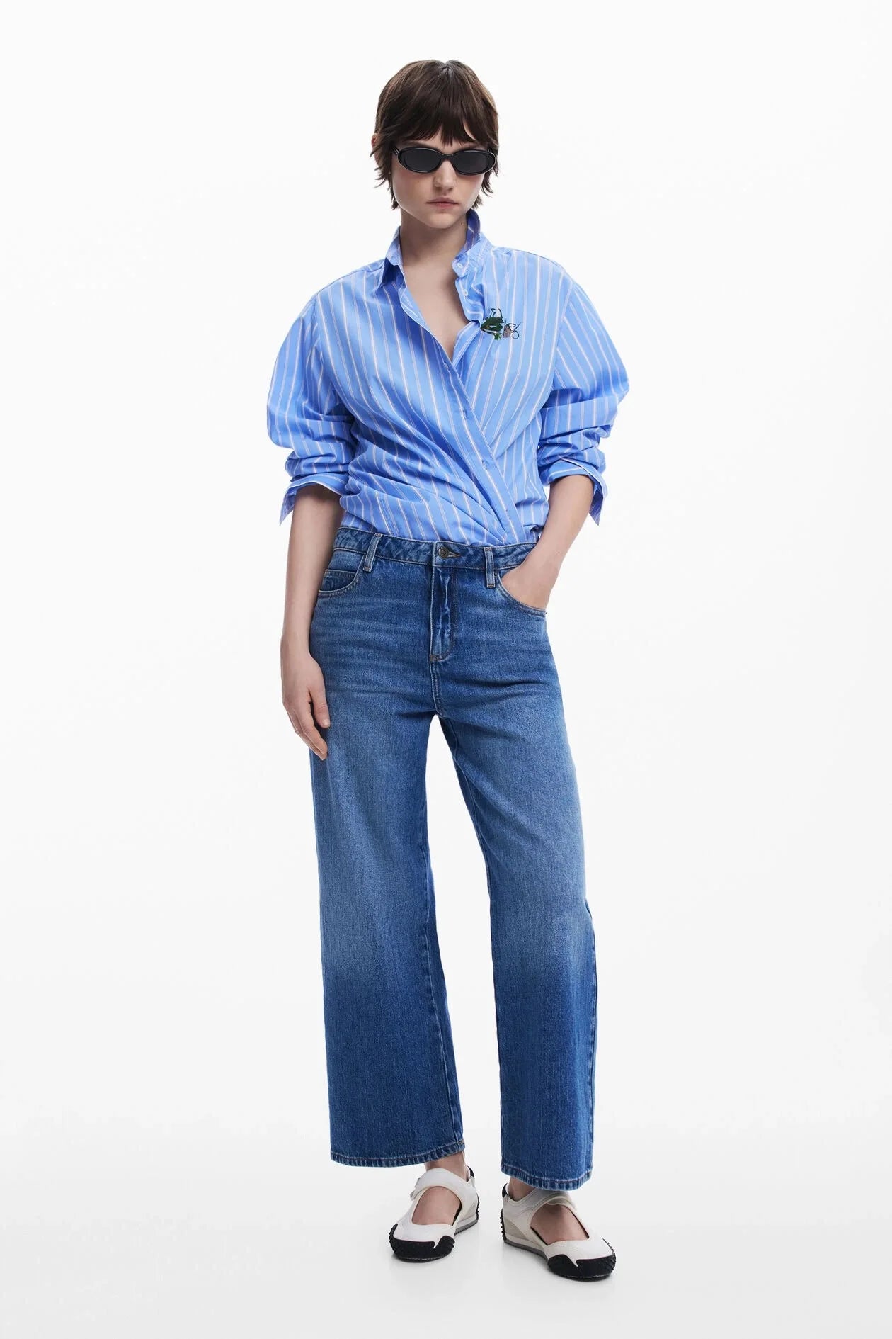 Women’s Square-Neck Striped Shirt — Long Sleeve, Loose Fit (2025 New)