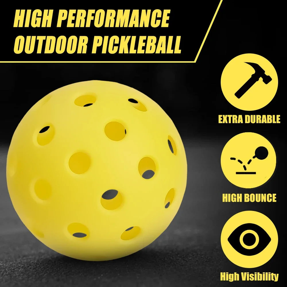 Outdoor Pickleball Balls — 40-Hole Tournament Standard (74 mm, PE Material)