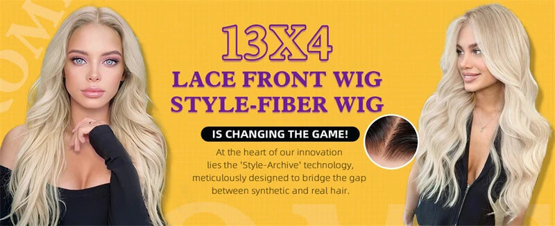 Honey Platinum Blonde Lace Frontal Wigs 13x4 Short Medium Woman"s Wig Glueless Loose Deep Synthetic Hair Mix 5% Human Hair