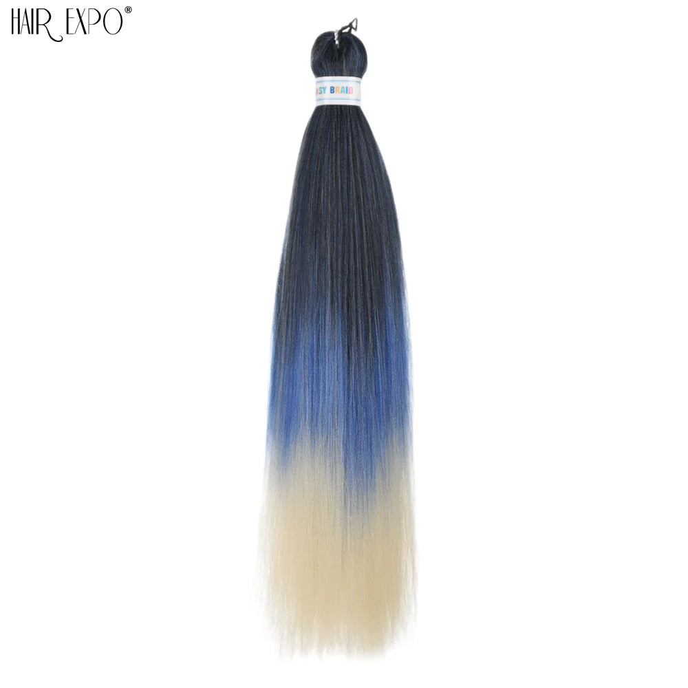 26Inch Easy Braids Hair Synthetic Colourful Pre Stretched Braiding Hair Extensions Jumbo Braids Ombre Yaki Long Straight Hair
